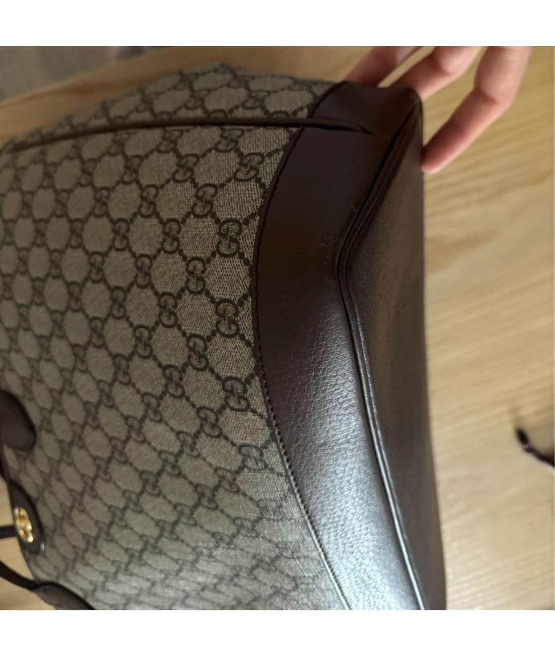GUCCI Бежевая кожаная сумка тоут, фото 8