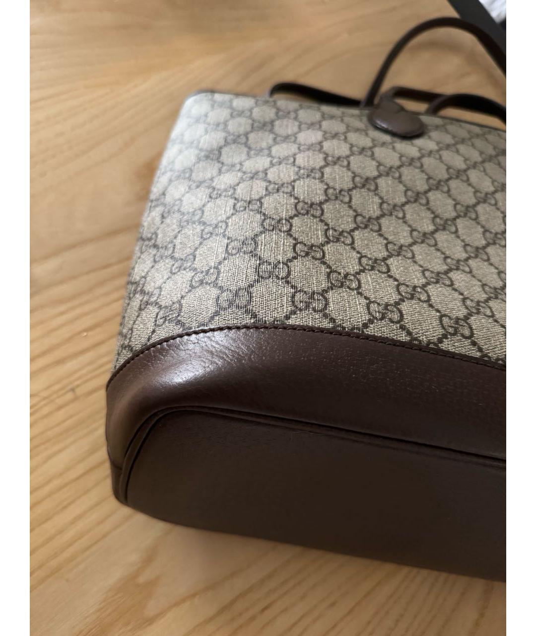 GUCCI Бежевая кожаная сумка тоут, фото 5
