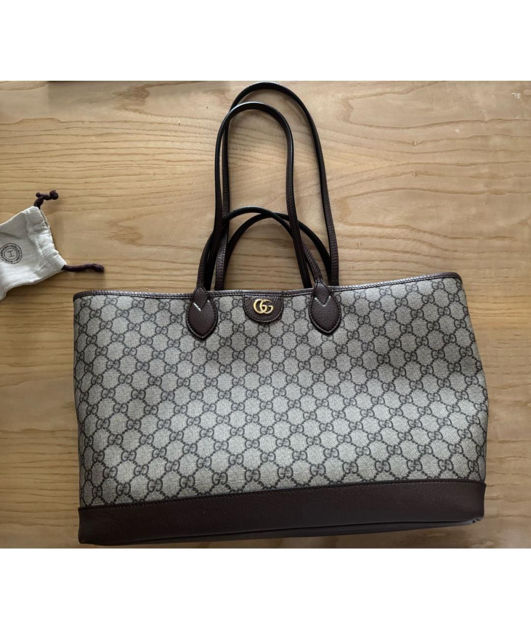 GUCCI Бежевая кожаная сумка тоут, фото 4