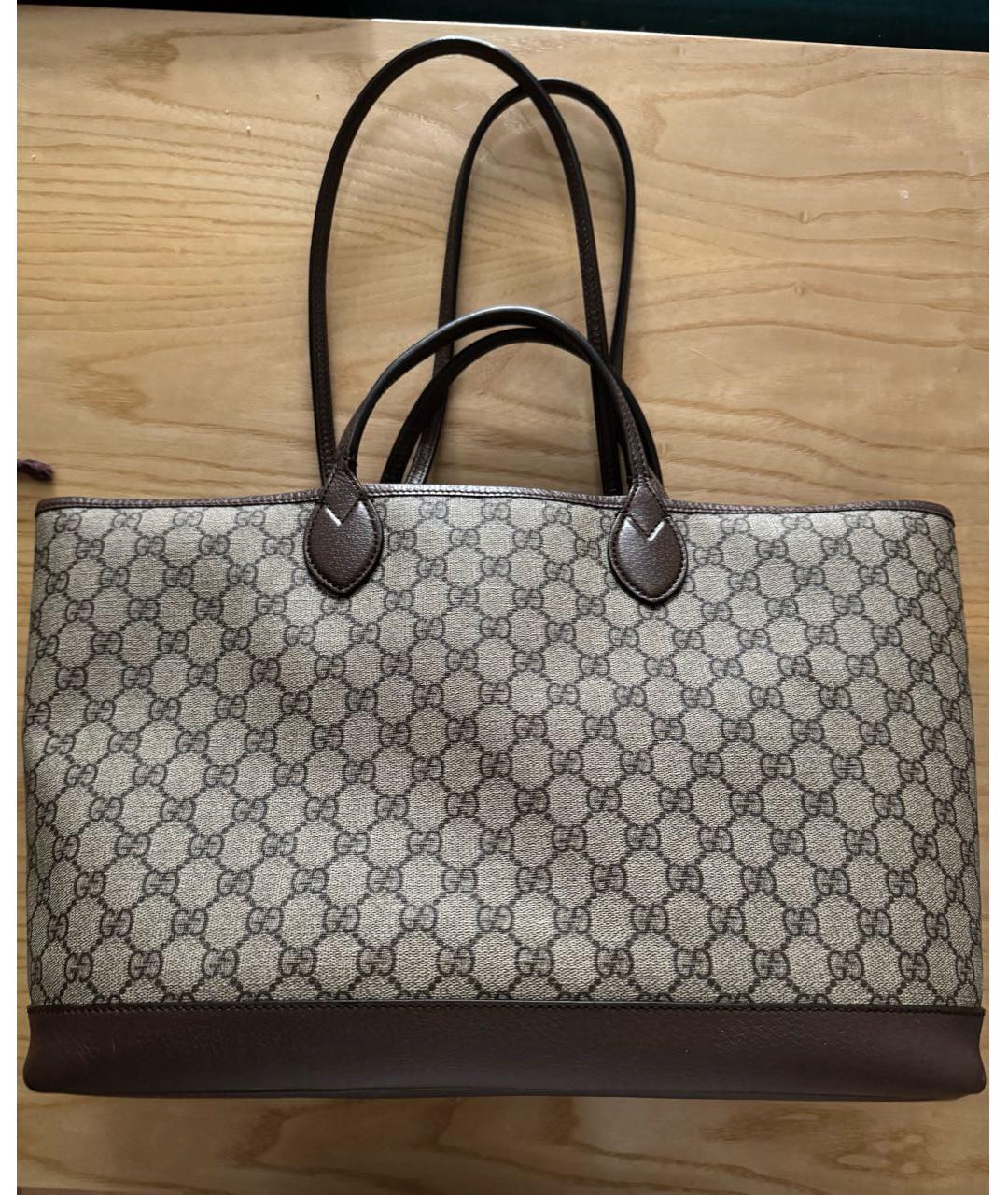 GUCCI Бежевая кожаная сумка тоут, фото 3