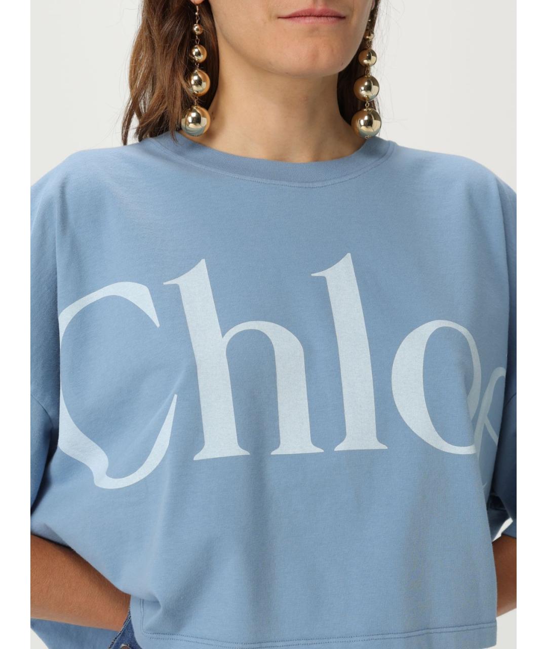 CHLOE Синяя хлопковая футболка, фото 6