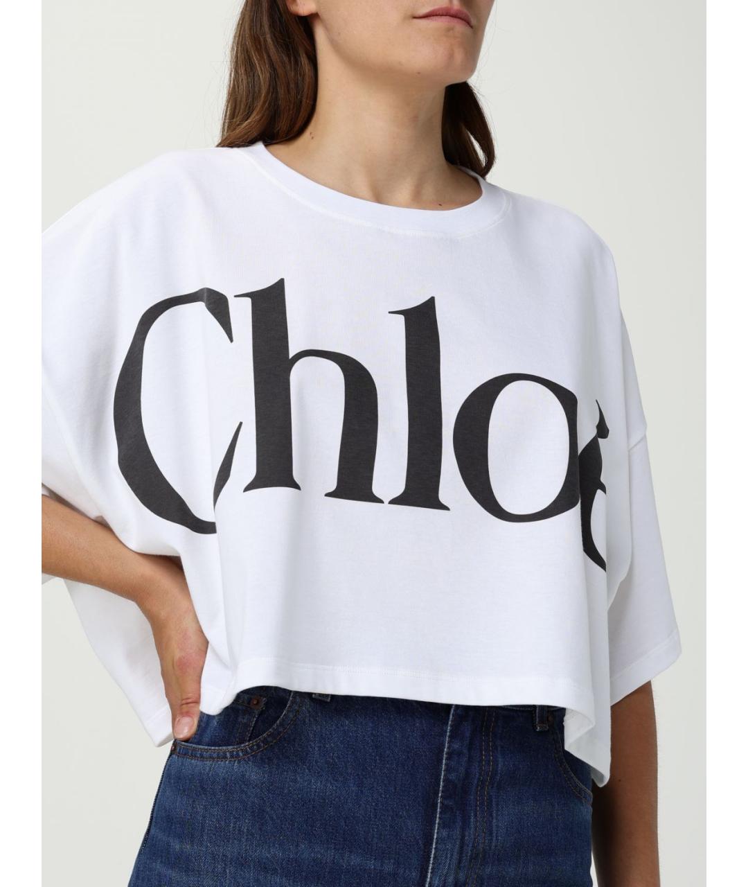 CHLOE Белая хлопковая футболка, фото 6