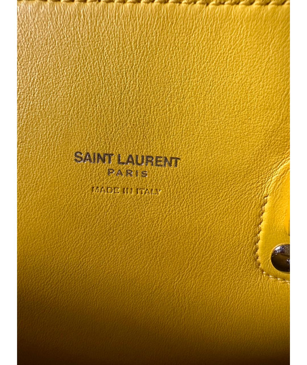 SAINT LAURENT Желтая кожаная сумка через плечо, фото 9