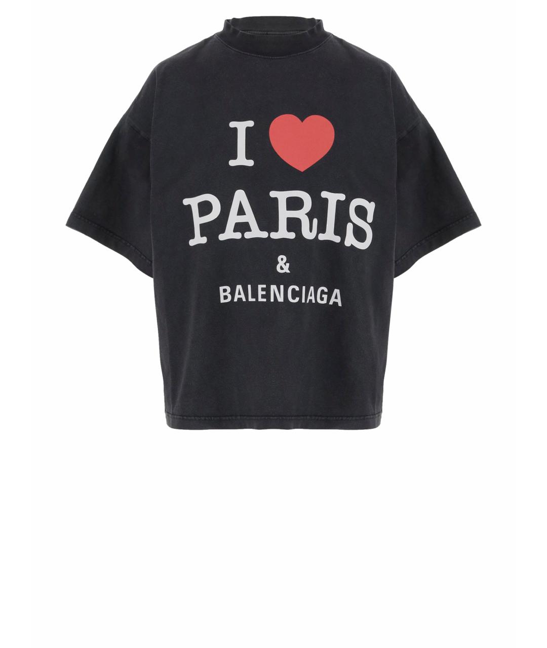 BALENCIAGA Антрацитовая хлопковая футболка, фото 1