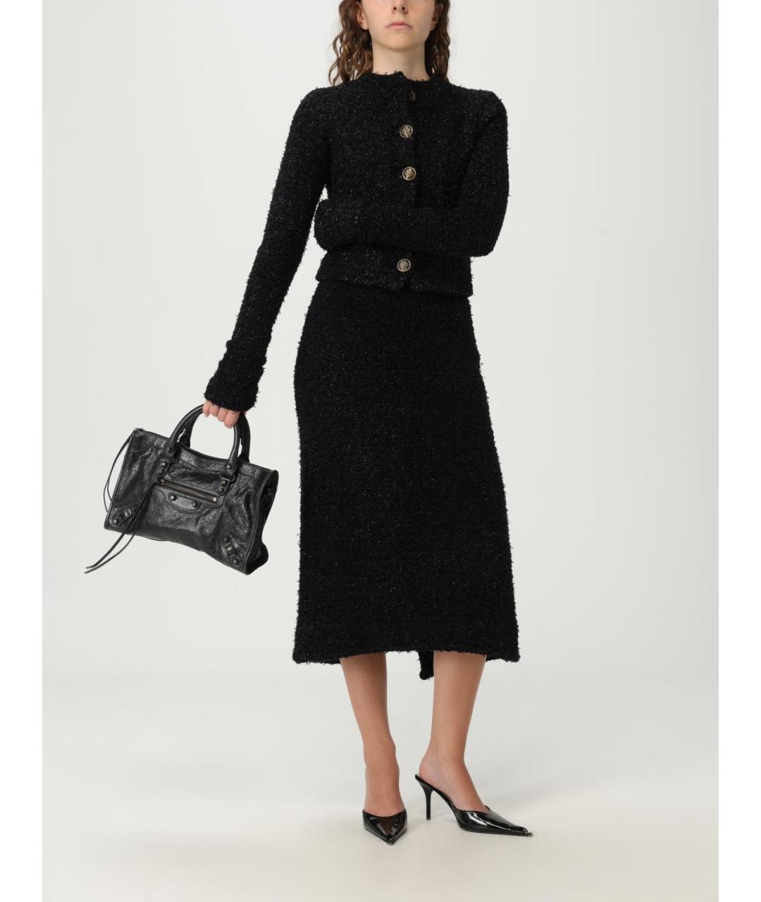 BALENCIAGA Черный хлопко-эластановый кардиган, фото 3
