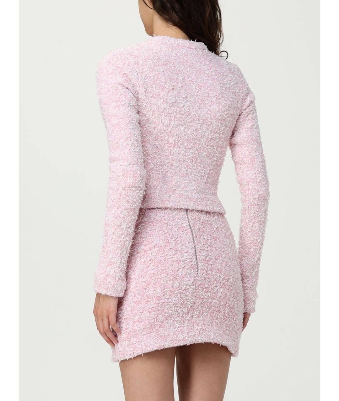BALENCIAGA Розовый хлопко-эластановый кардиган, фото 4