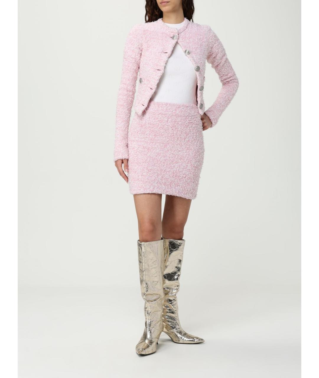BALENCIAGA Розовый хлопко-эластановый кардиган, фото 3
