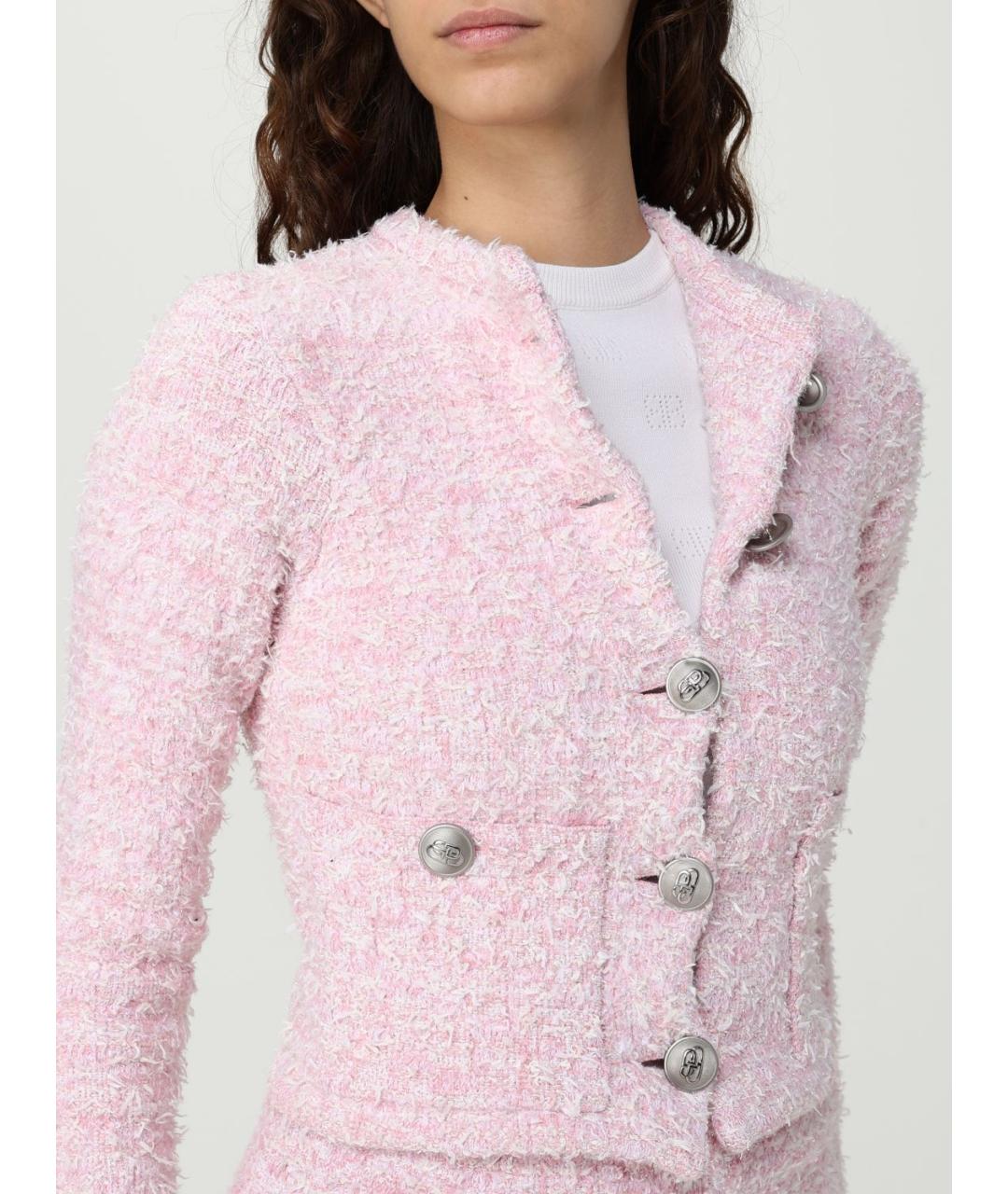 BALENCIAGA Розовый хлопко-эластановый кардиган, фото 6