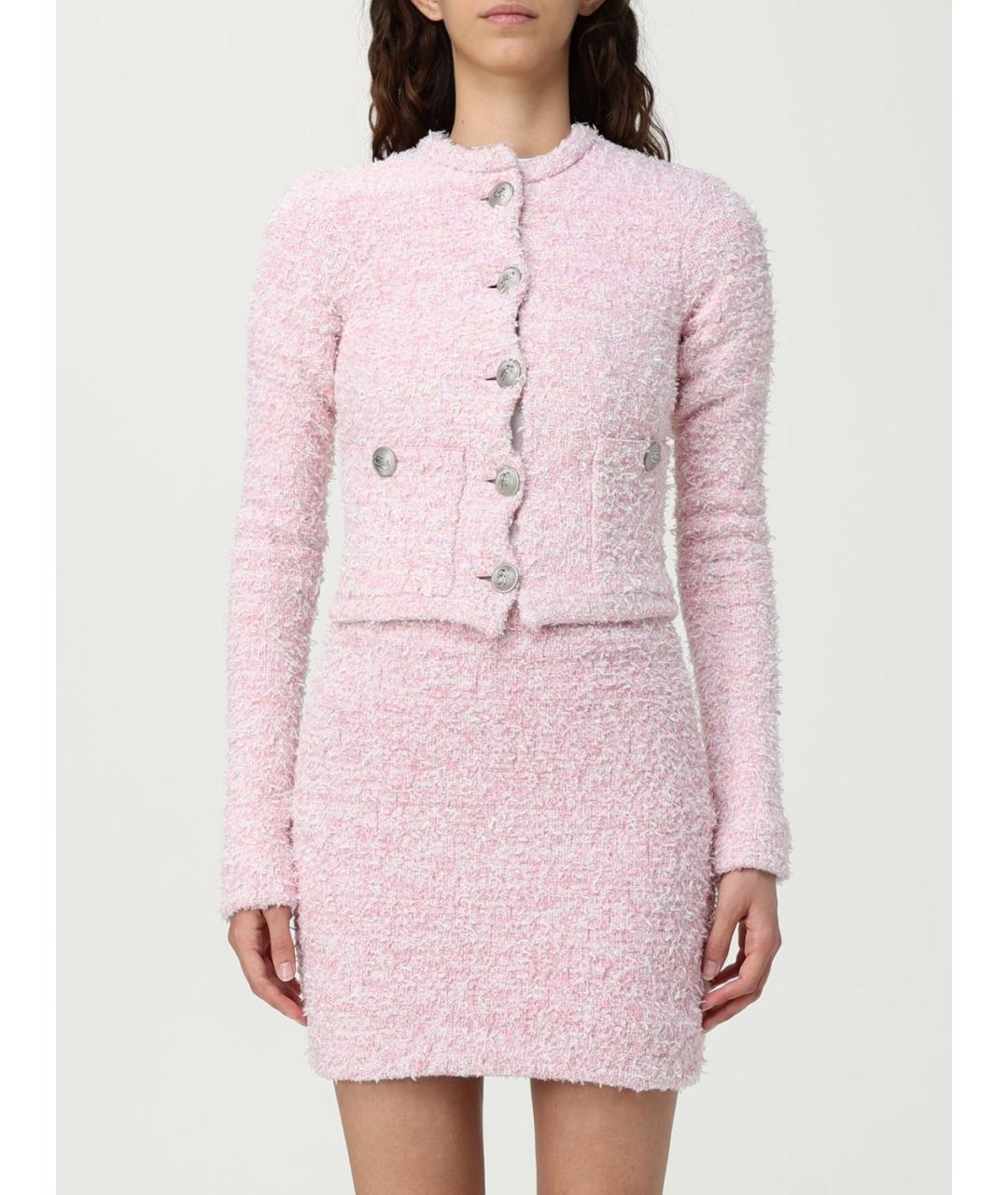 BALENCIAGA Розовый хлопко-эластановый кардиган, фото 2