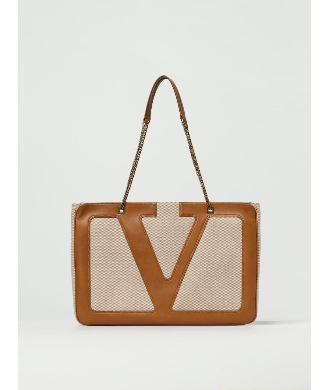 VALENTINO Бежевая жаккардовая сумка тоут, фото 6