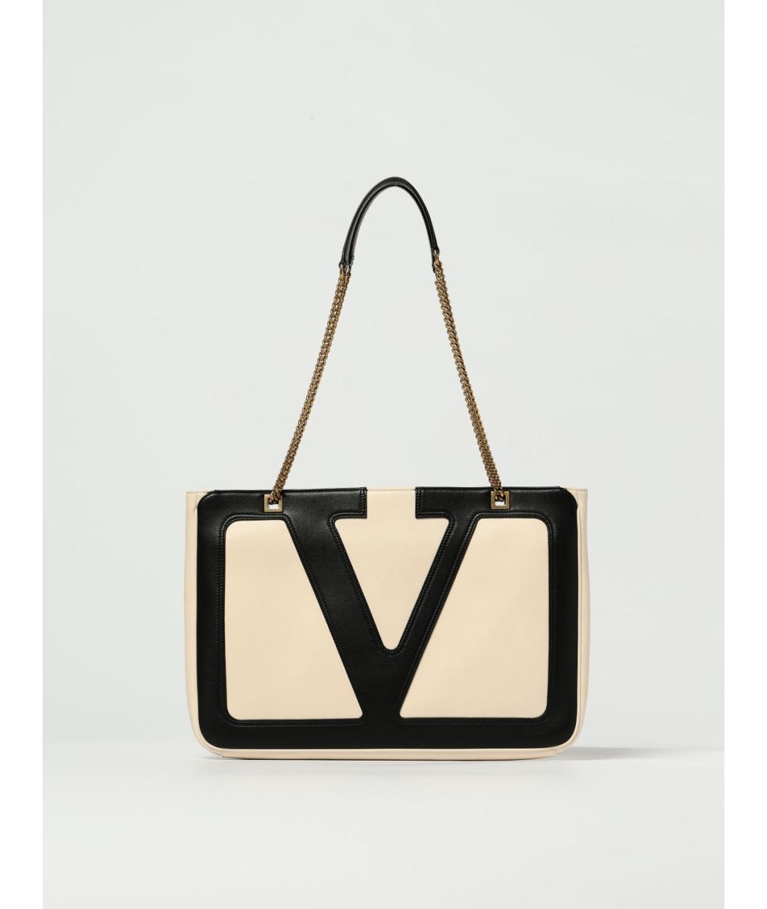 VALENTINO Бежевая кожаная сумка тоут, фото 6