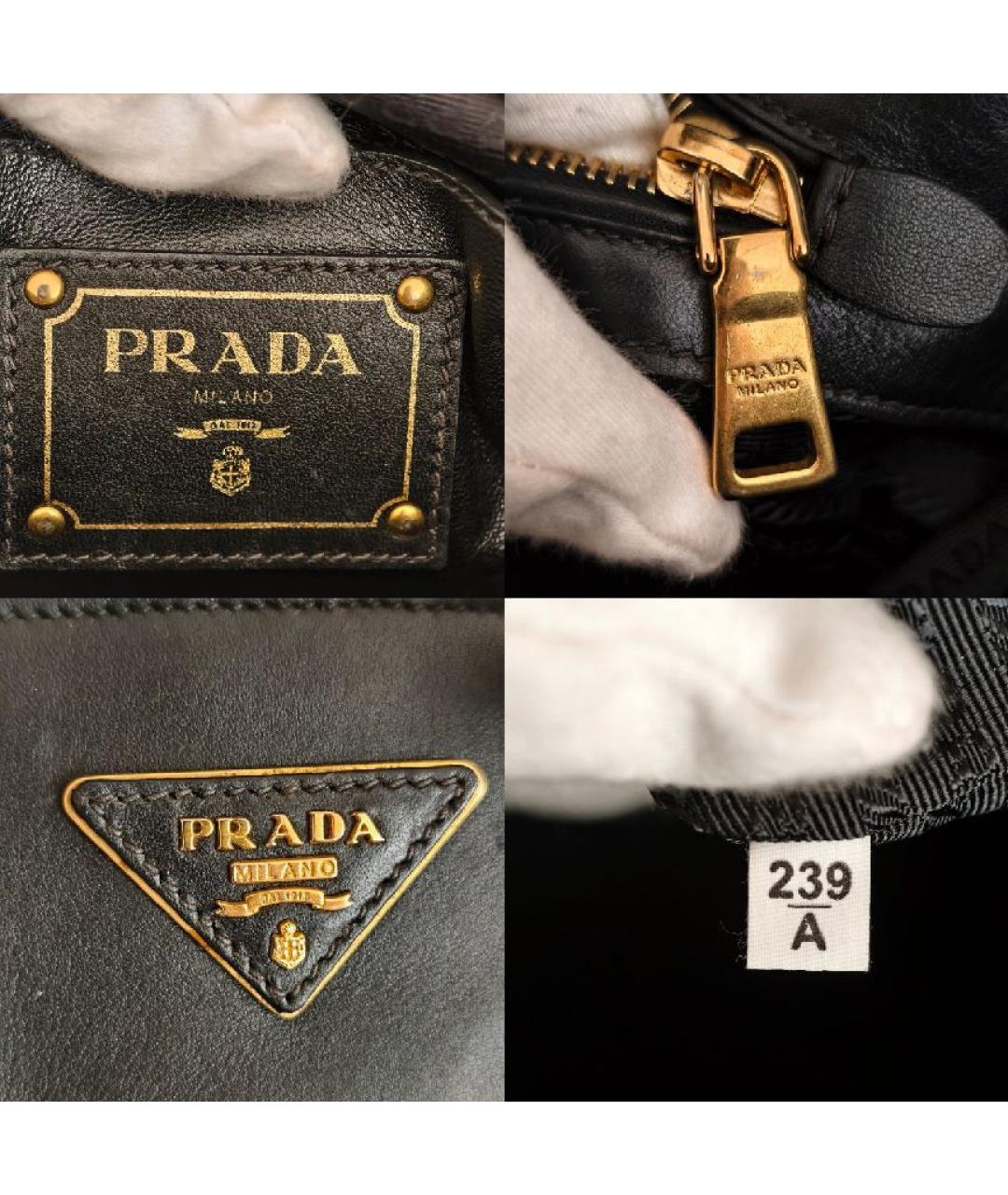 PRADA Черная кожаная сумка с короткими ручками, фото 5