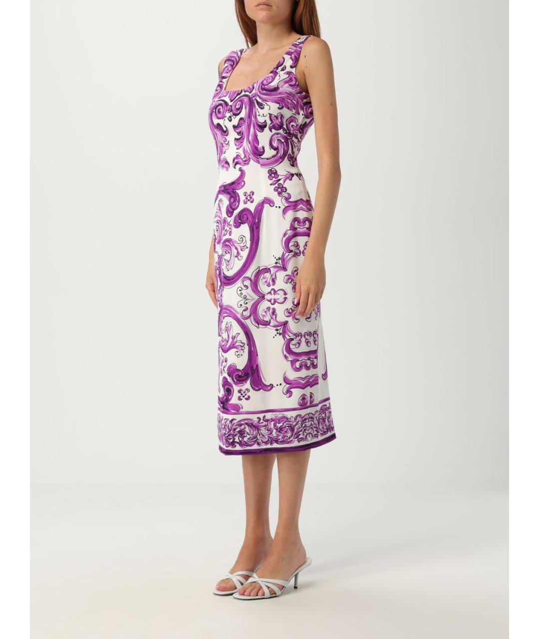 DOLCE&GABBANA Мульти шелковое повседневное платье, фото 4