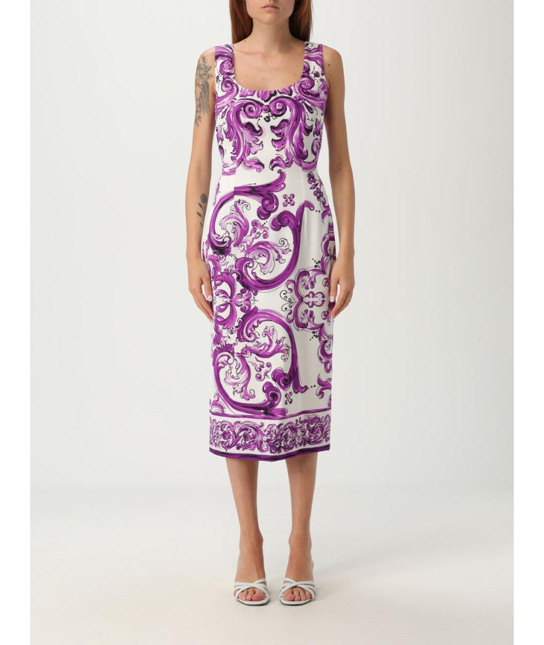 DOLCE&GABBANA Мульти шелковое повседневное платье, фото 2