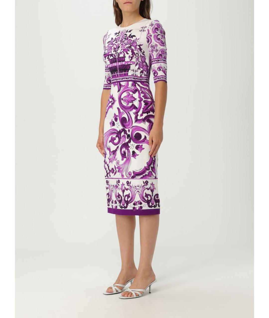 DOLCE&GABBANA Мульти шелковое повседневное платье, фото 4