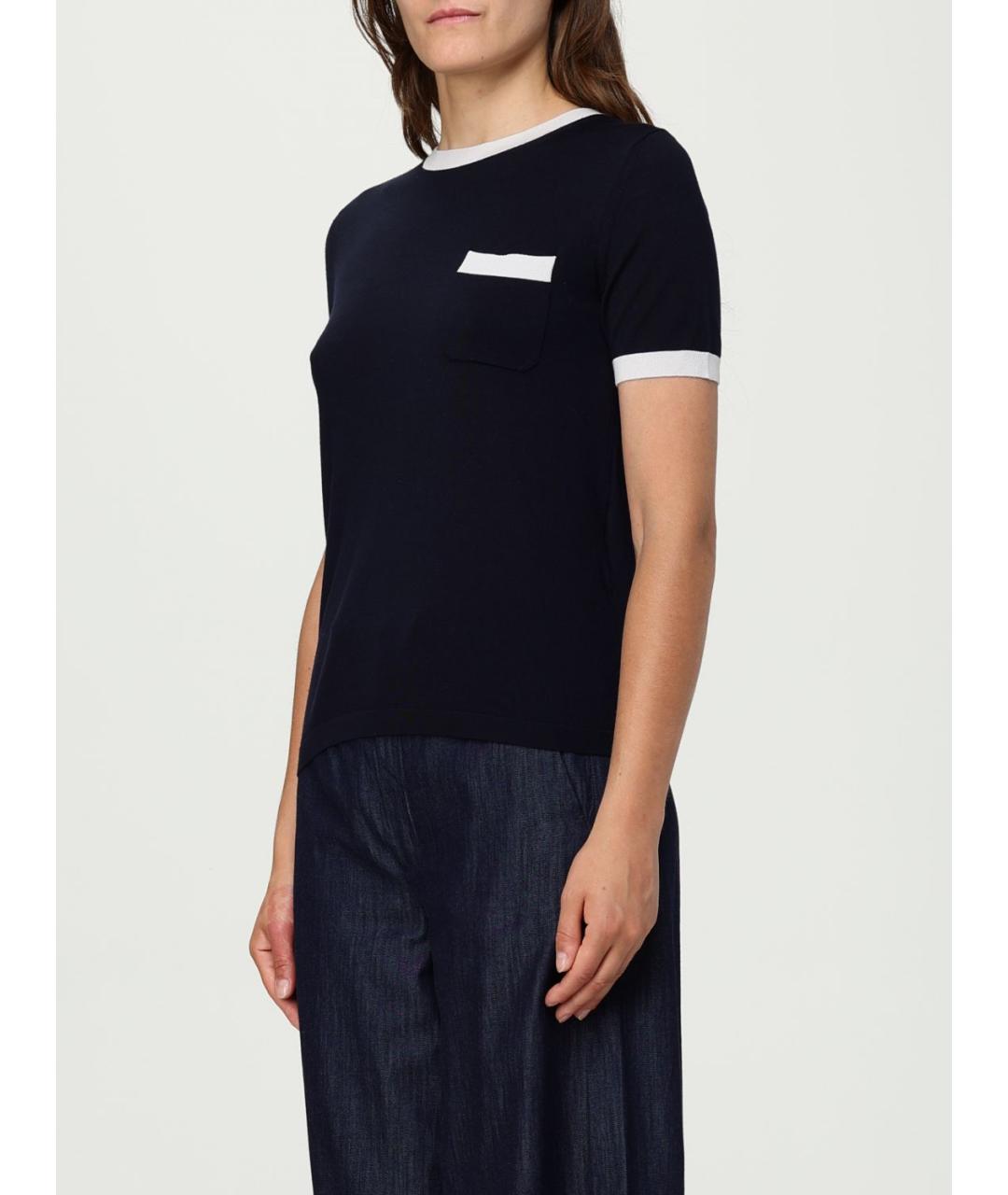 'S MAX MARA Синяя вискозная футболка, фото 5
