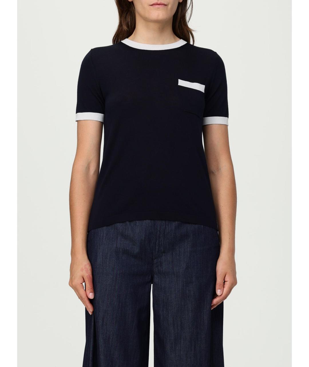 'S MAX MARA Синяя вискозная футболка, фото 2