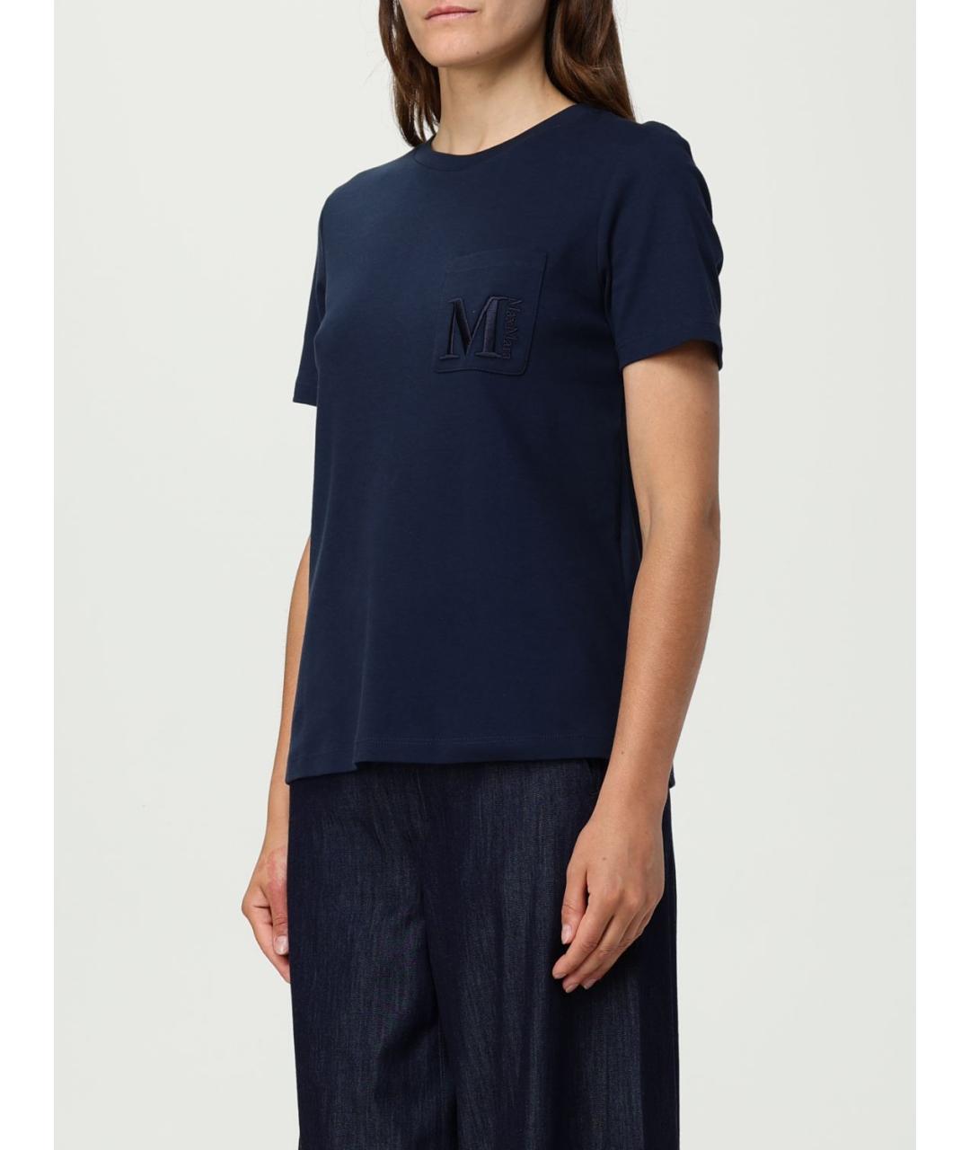 'S MAX MARA Синяя хлопковая футболка, фото 5