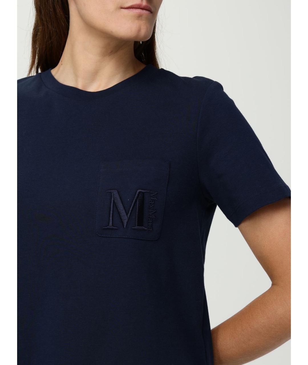 'S MAX MARA Синяя хлопковая футболка, фото 6