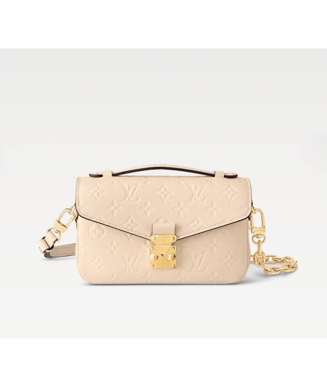 LOUIS VUITTON Бежевая кожаная сумка с короткими ручками, фото 7