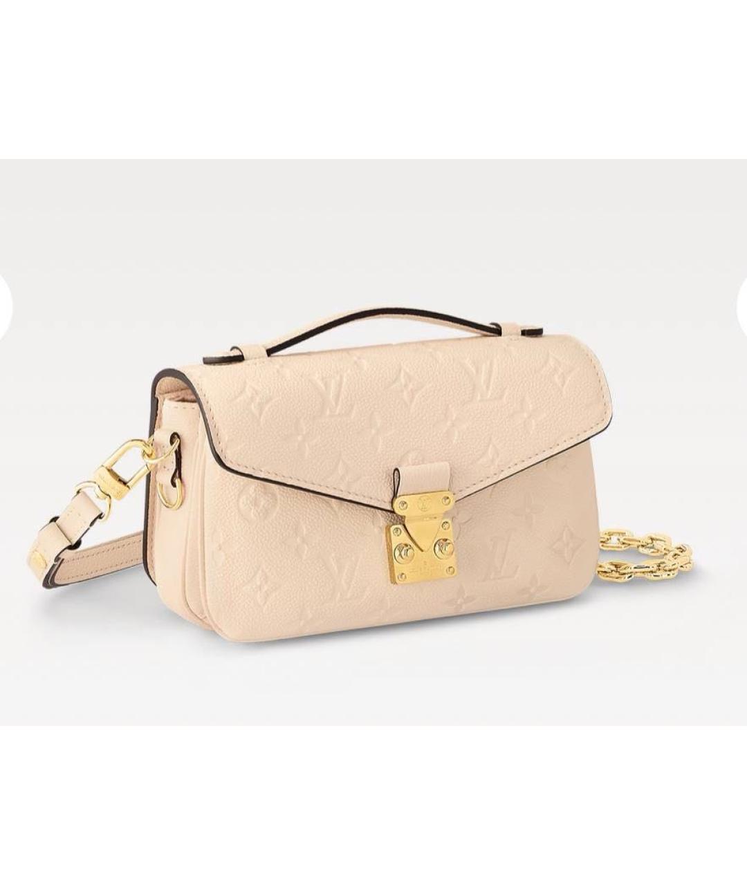LOUIS VUITTON Бежевая кожаная сумка с короткими ручками, фото 2