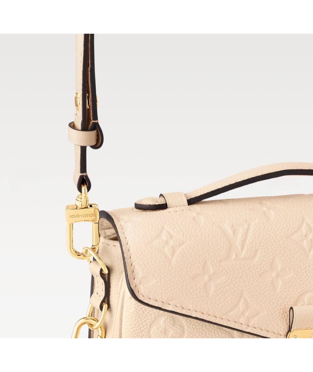 LOUIS VUITTON Бежевая кожаная сумка с короткими ручками, фото 4