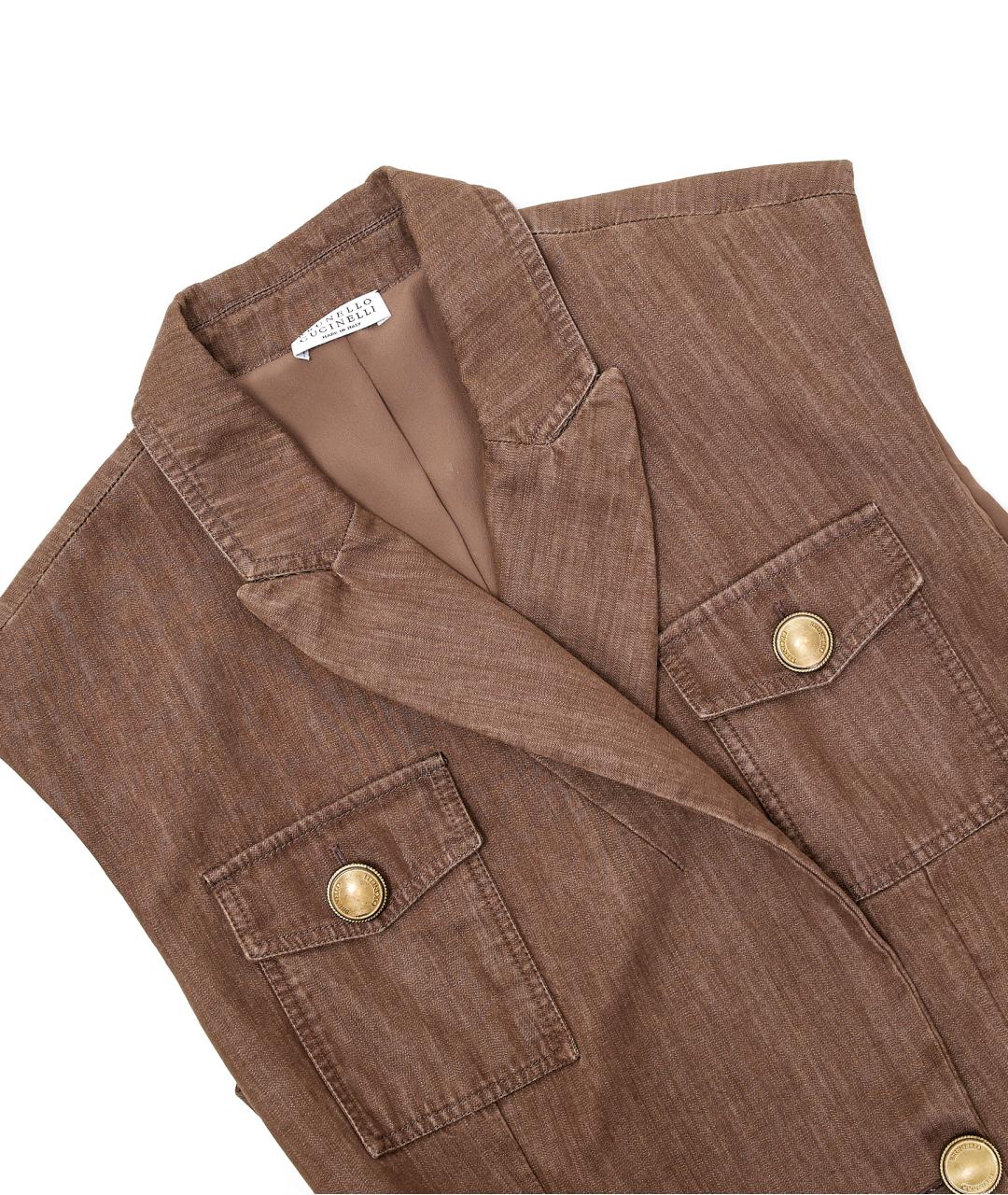 BRUNELLO CUCINELLI Коричневый хлопковый комбинезон, фото 3