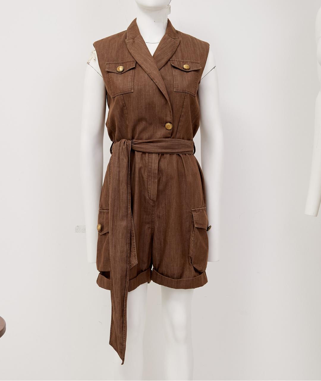 BRUNELLO CUCINELLI Коричневый хлопковый комбинезон, фото 6