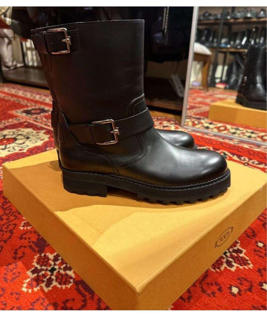 TOD'S Черные кожаные сапоги, фото 2