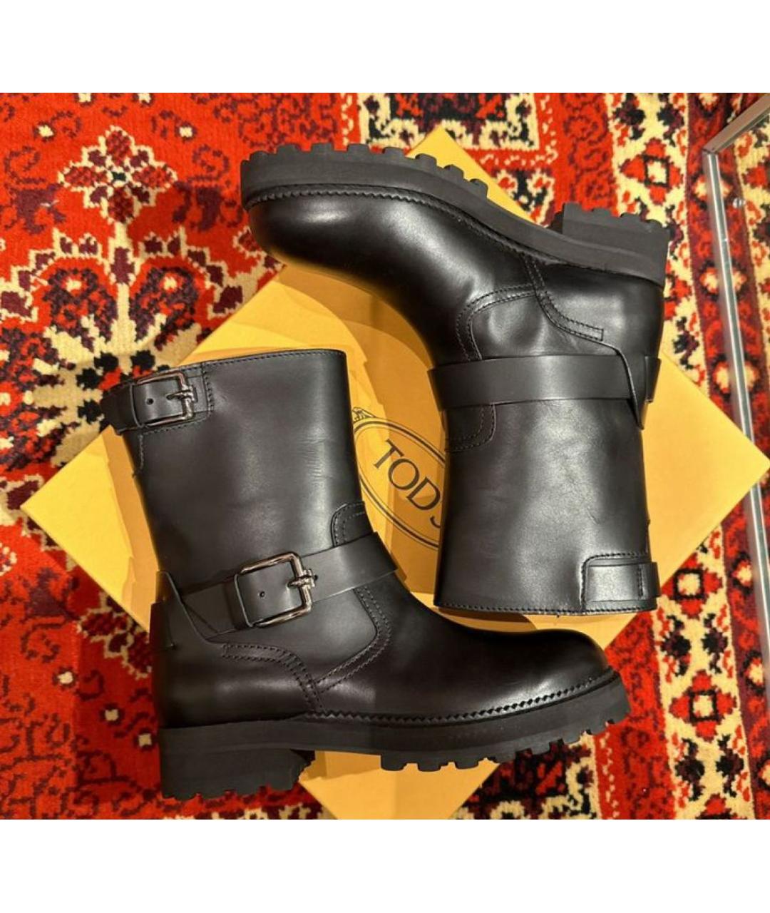 TOD'S Черные кожаные сапоги, фото 3