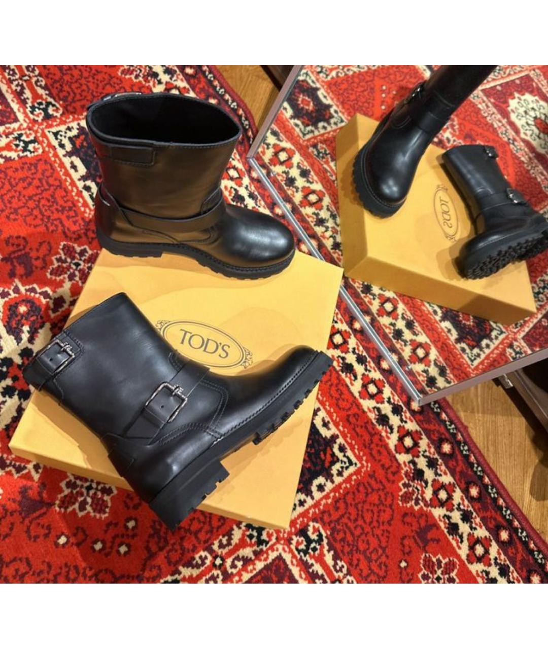 TOD'S Черные кожаные сапоги, фото 4
