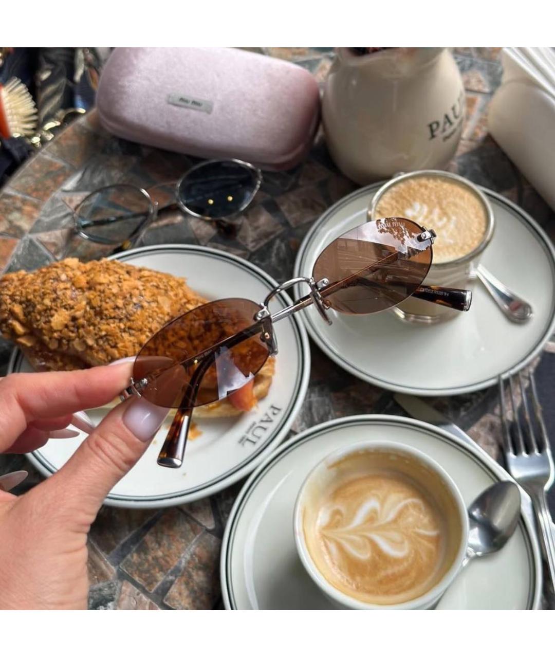 MIU MIU Коричневые металлические солнцезащитные очки, фото 5