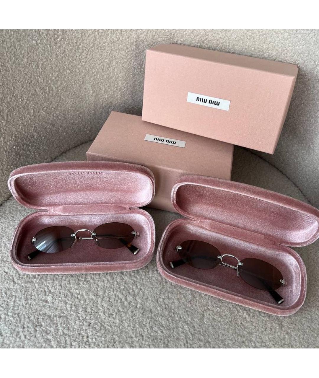 MIU MIU Коричневые металлические солнцезащитные очки, фото 3
