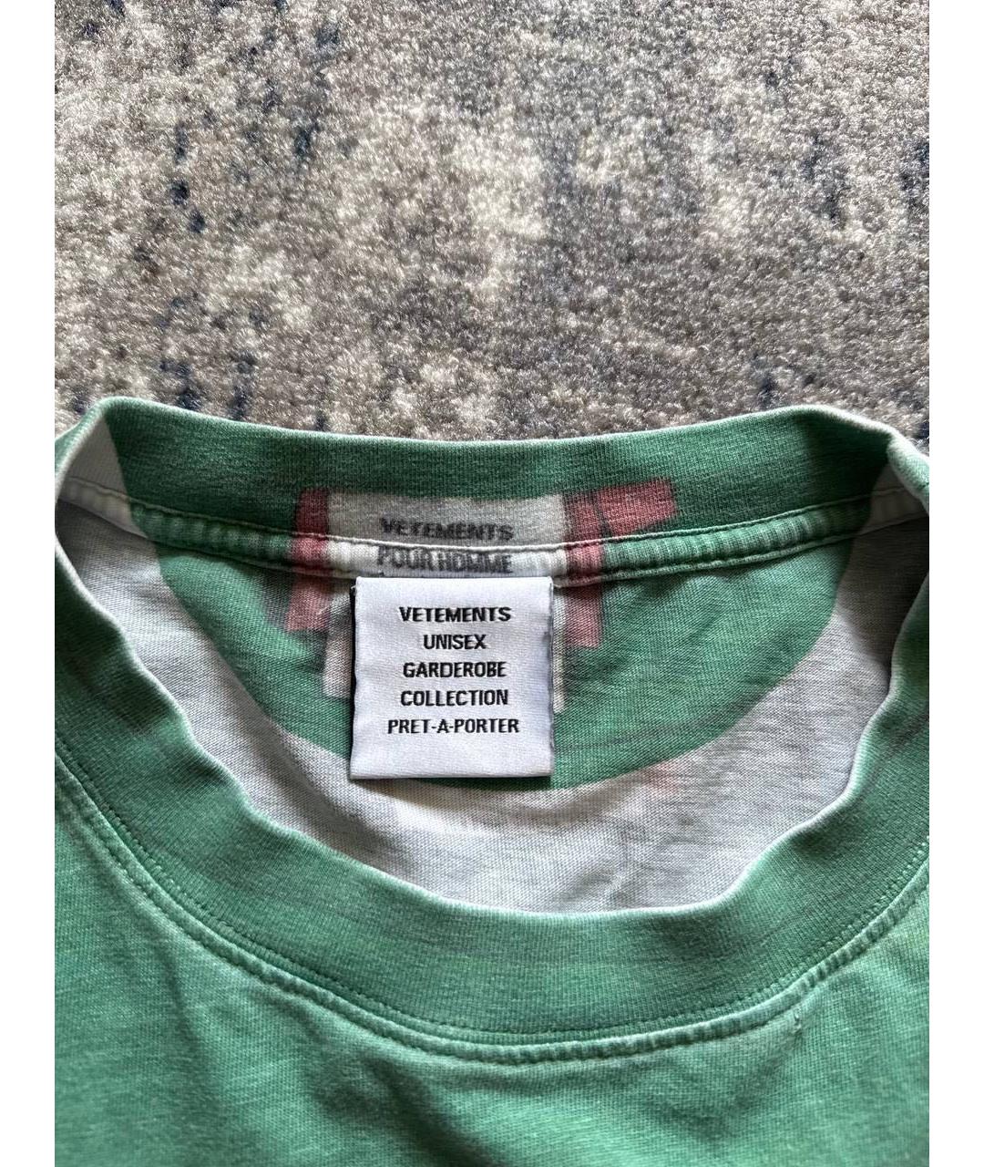 VETEMENTS Зеленая хлопковая футболка, фото 3