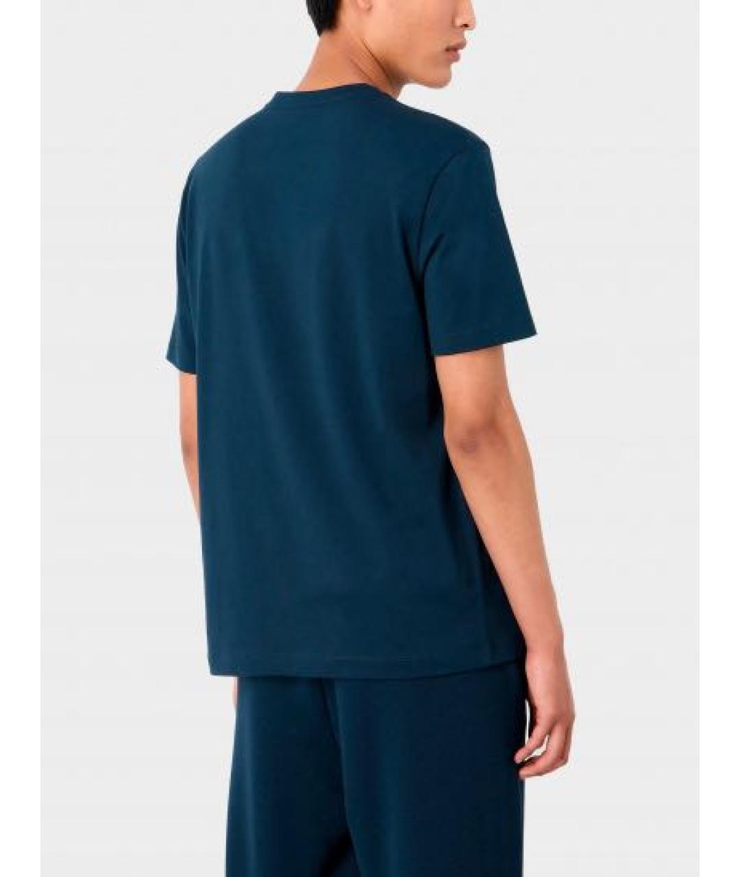 EMPORIO ARMANI Темно-синяя хлопковая футболка, фото 2