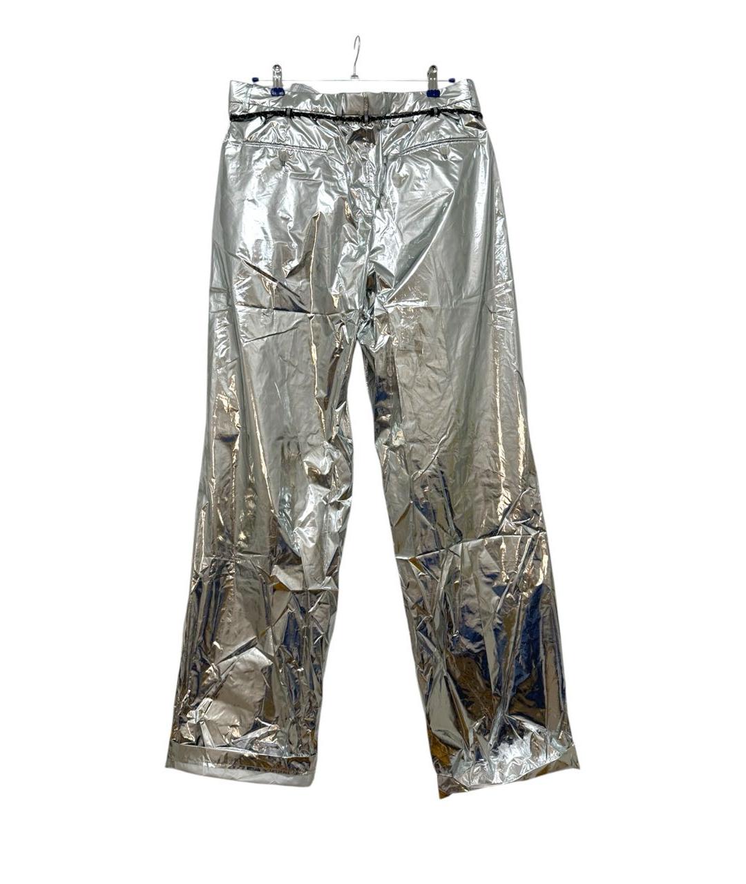 MAISON MARGIELA Серебряные полиэстеровые прямые брюки, фото 2