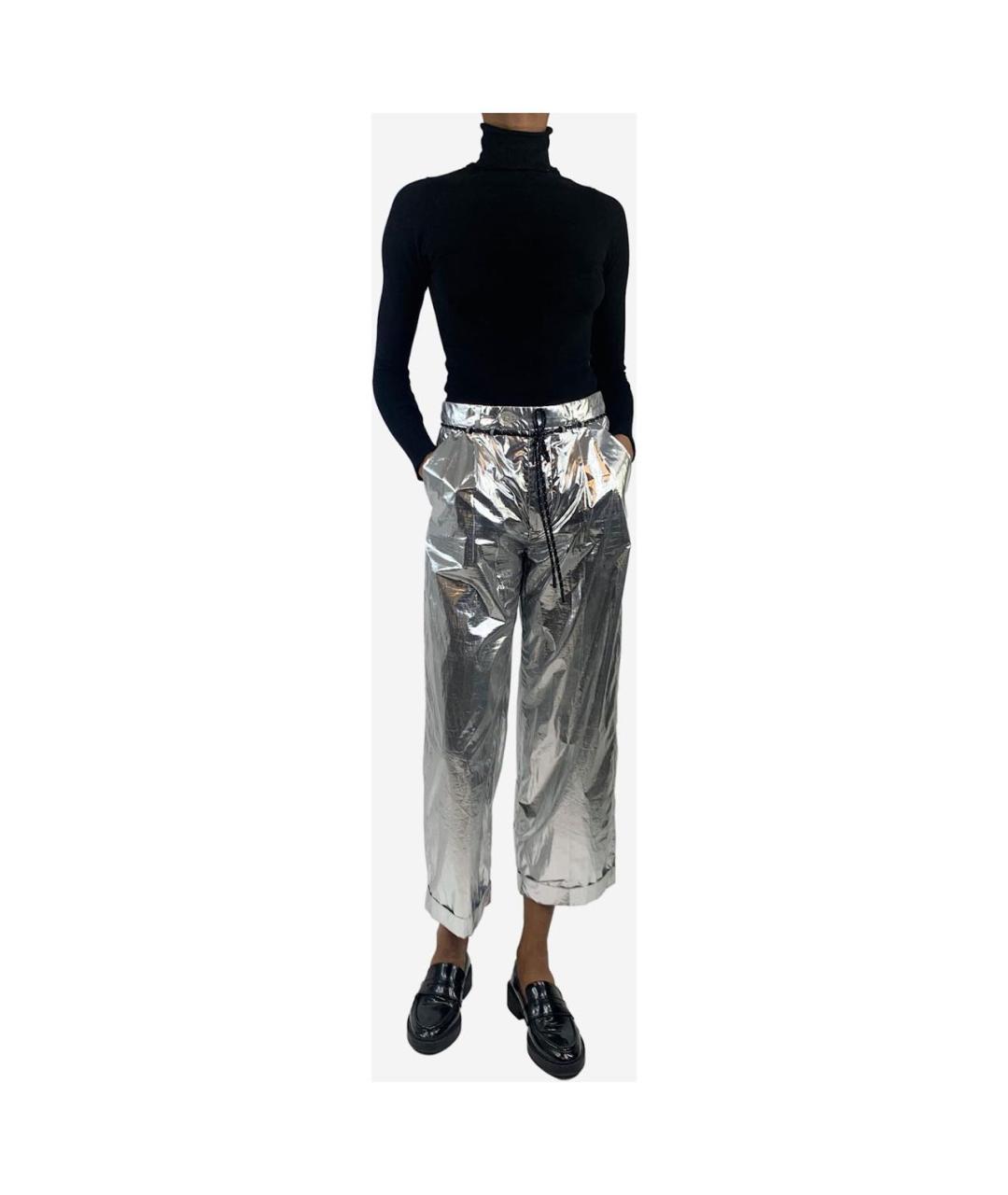 MAISON MARGIELA Серебряные полиэстеровые прямые брюки, фото 7