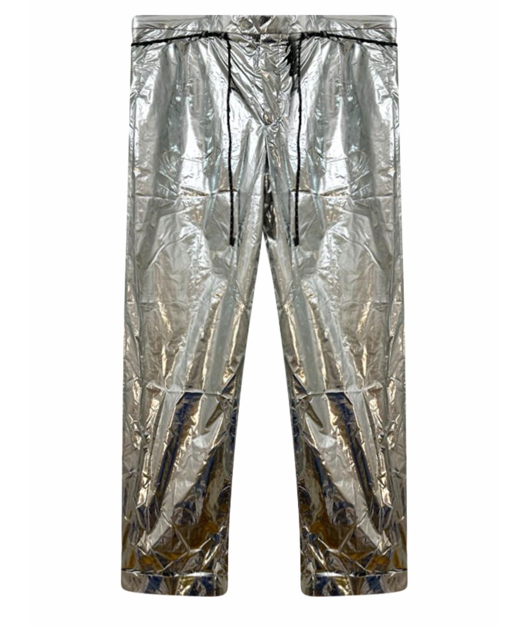 MAISON MARGIELA Серебряные полиэстеровые прямые брюки, фото 1
