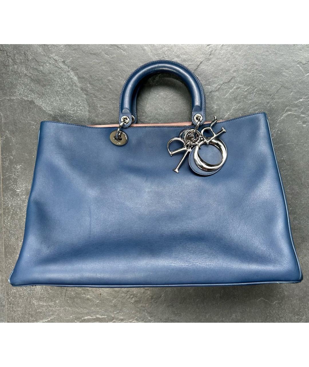 CHRISTIAN DIOR Синяя кожаная сумка тоут, фото 6