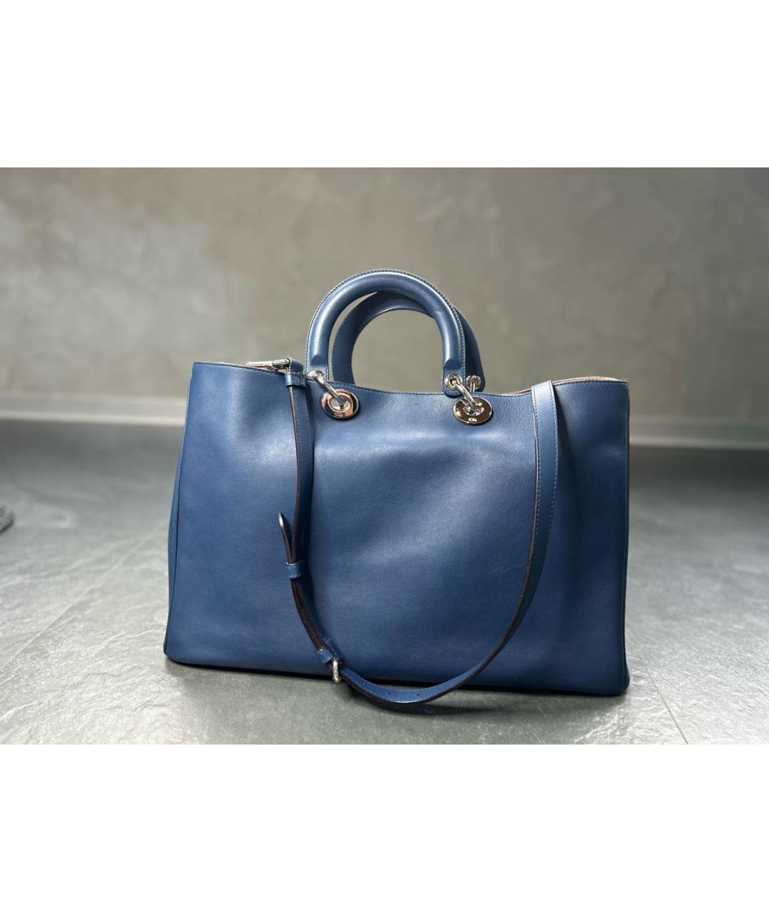 CHRISTIAN DIOR Синяя кожаная сумка тоут, фото 3
