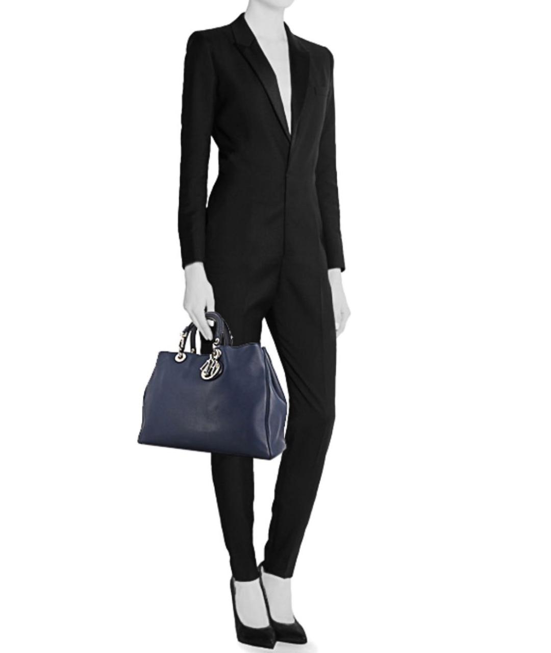 CHRISTIAN DIOR Синяя кожаная сумка тоут, фото 5