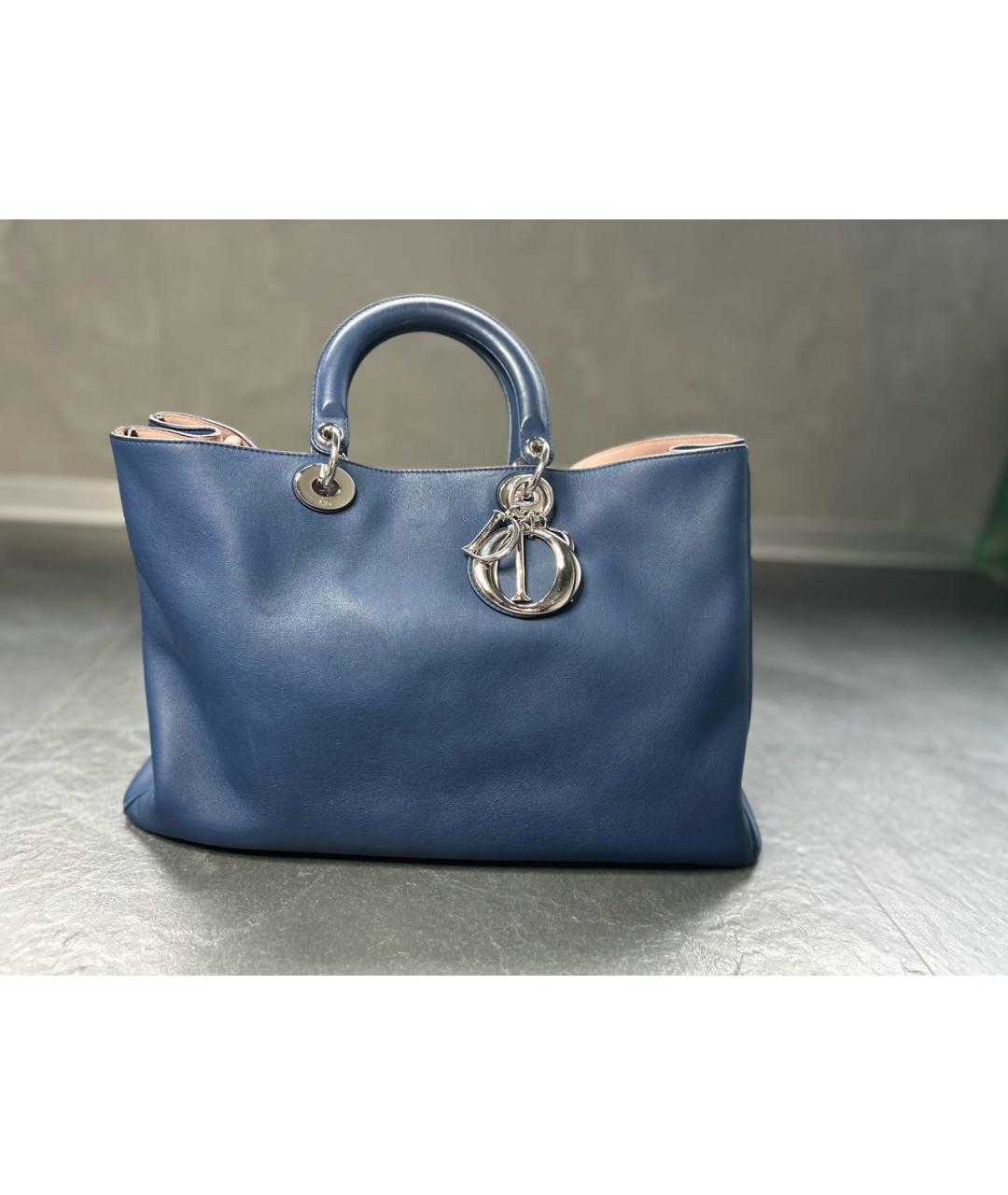 CHRISTIAN DIOR Синяя кожаная сумка тоут, фото 7