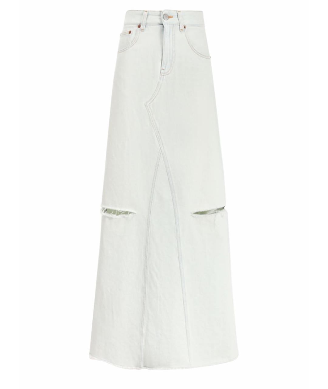 MM6 MAISON MARGIELA Голубая хлопковая юбка макси, фото 1