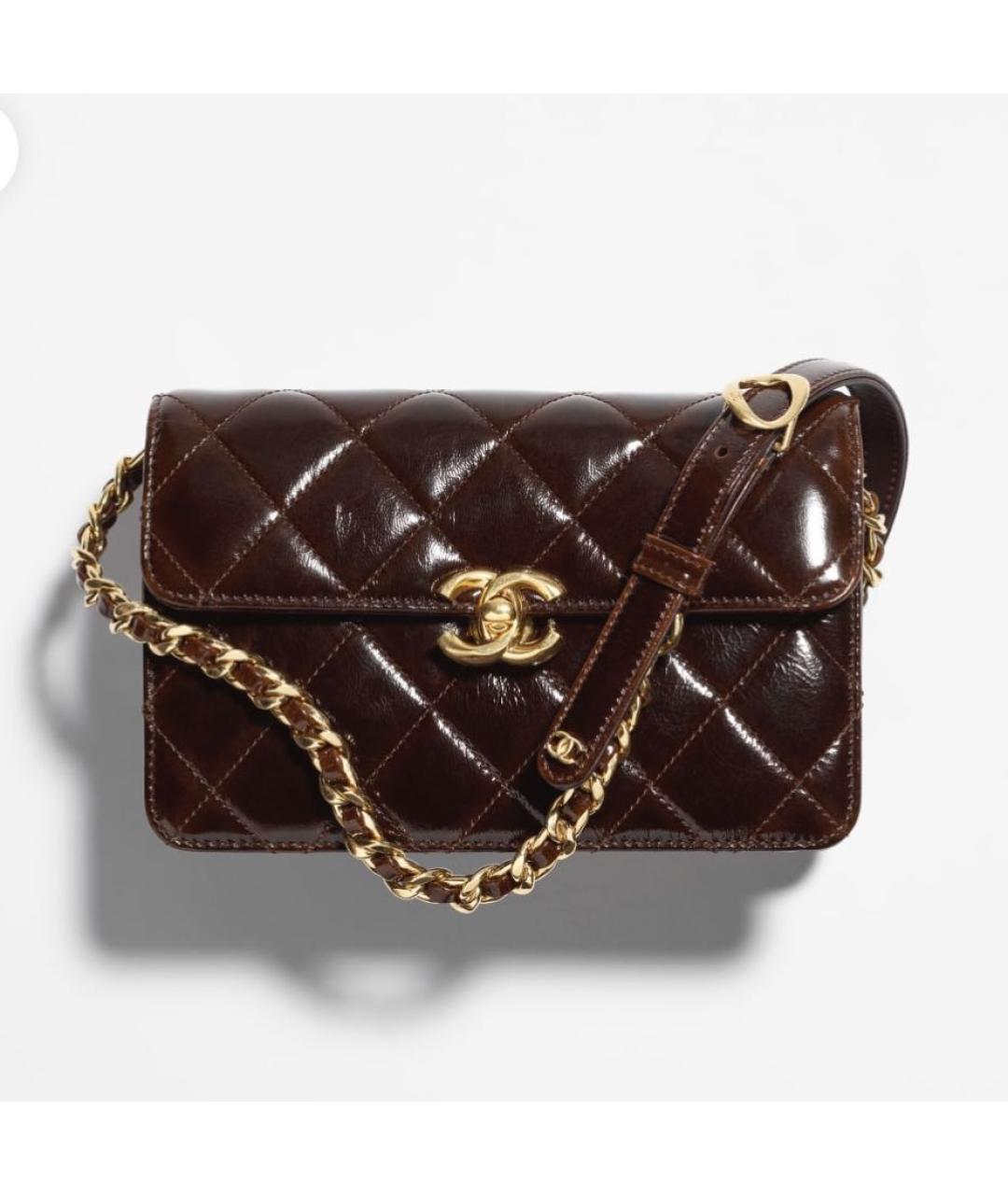 CHANEL Коричневая кожаная сумка через плечо, фото 4