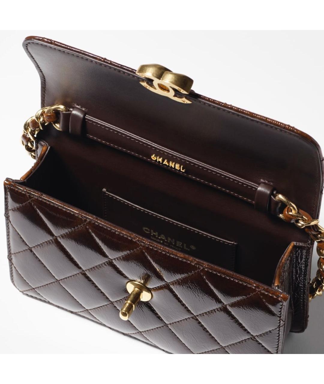 CHANEL Коричневая кожаная сумка через плечо, фото 3