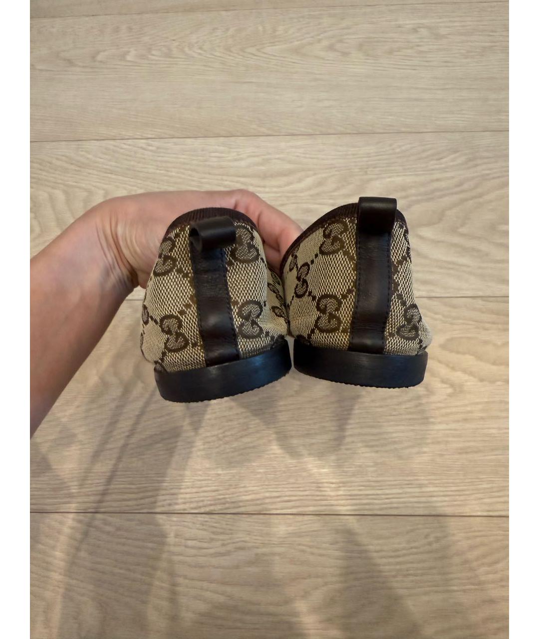 GUCCI Коричневые текстильные балетки, фото 4