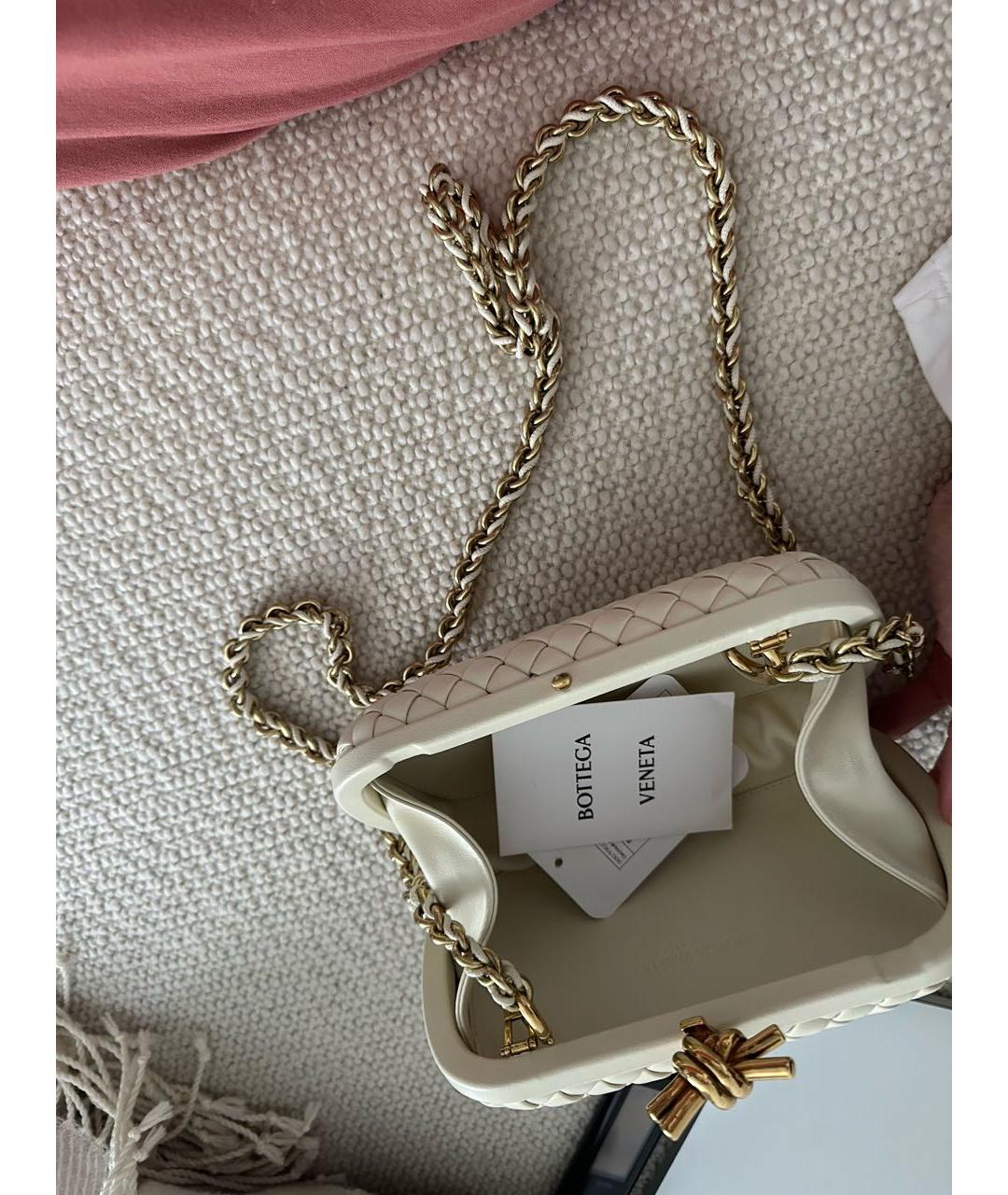 BOTTEGA VENETA Белая кожаная сумка через плечо, фото 4