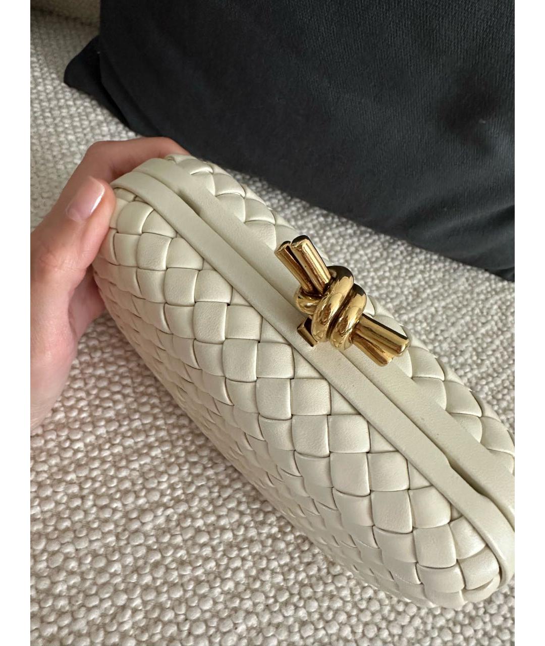 BOTTEGA VENETA Белая кожаная сумка через плечо, фото 3