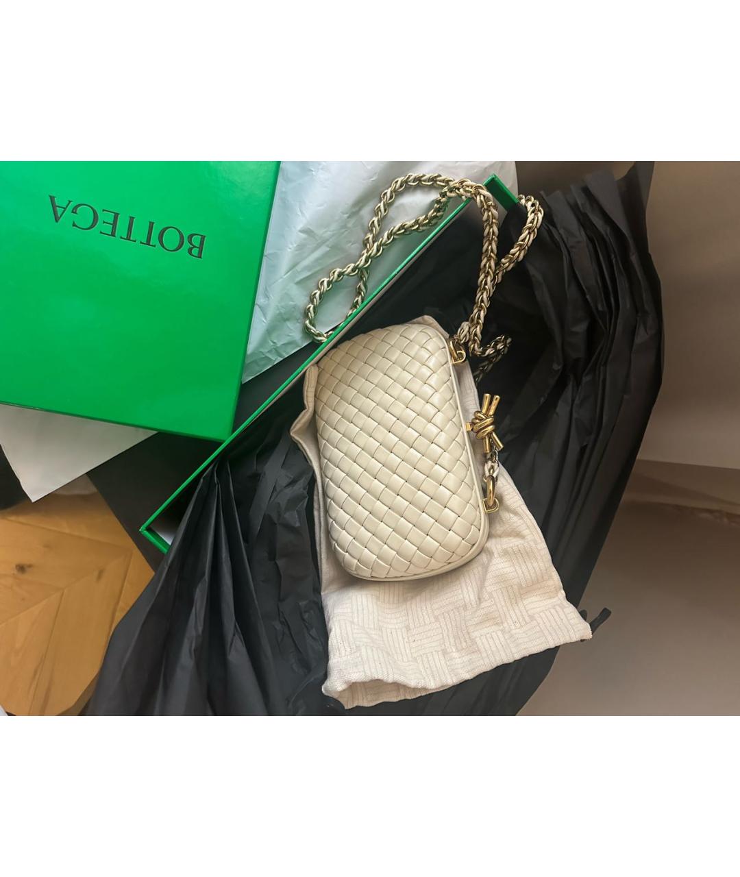 BOTTEGA VENETA Белая кожаная сумка через плечо, фото 7