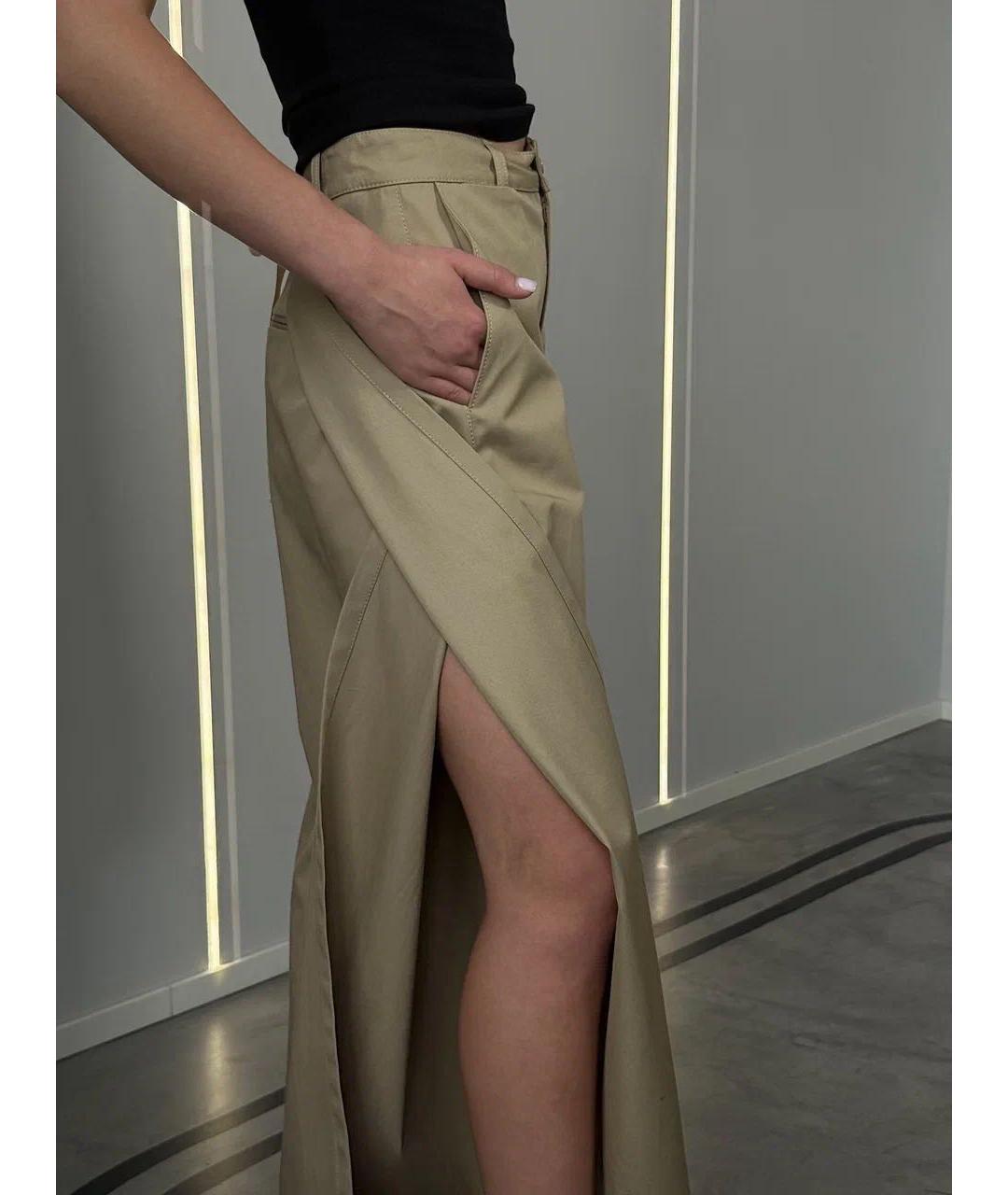 MM6 MAISON MARGIELA Бежевые хлопковые брюки широкие, фото 2